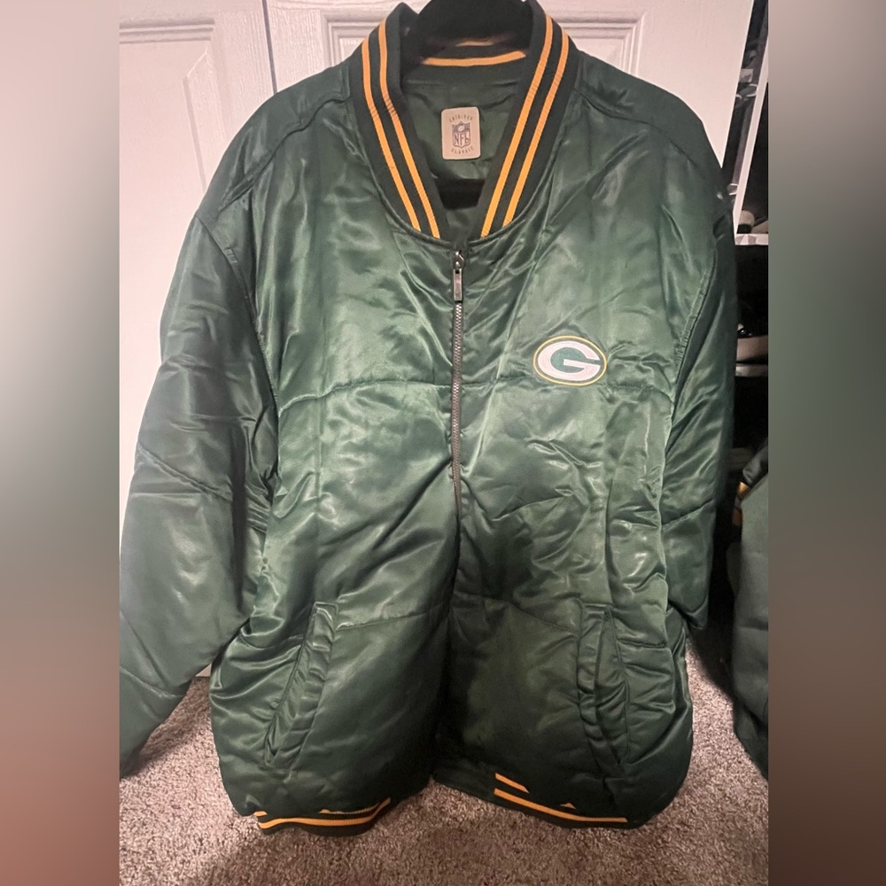 reversible packers bomber jacket
